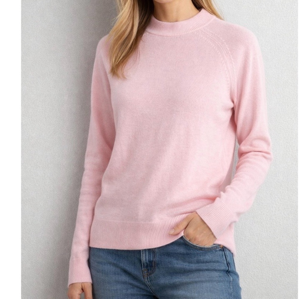 Karen Scott Pink Mock Neck Sweater Medium Soft Knit Long Sleeve Pullover